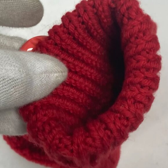 LOUIS VUITTON logo Mitten accessories with badge gloves wool Red - Picture 8 of 11